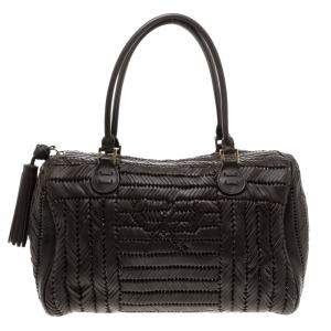 Anya Hindmarch Dark Brown Braided Leather Sydney Bag