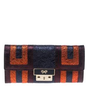 Anya Hindmarch Metallic Multicolor Ceramic Effect Patent Leather Continental Wallet
