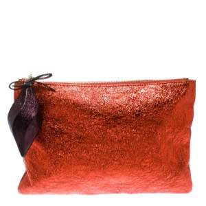Anya Hindmarch Metallic Orange Bits & Bobs Zip Pouch