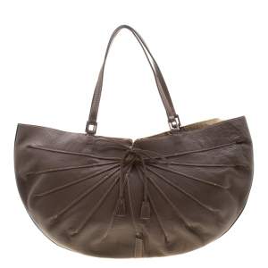 Anya Hindmarch Dark Grey Bow Tassel Leather Hobo