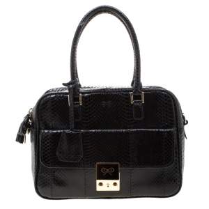 Anya Hindmarch Black Snakeskin Carker Satchel