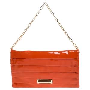 Pre Owned Anya Hindmarch Orange Patent Leather Shoulder Bag