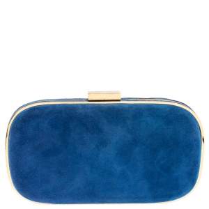Anya Hindmarch Blue Suede Marano Clutch