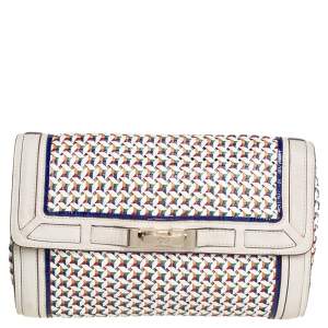 Anya Hindmarch Multicolor Woven Leather Flap Clutch