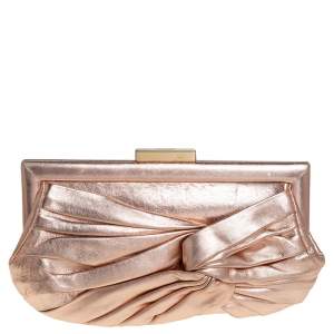 Pre Owned Anya Hindmarch Metallic Gold Leather Frame Clutch