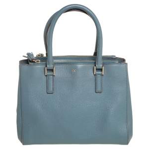 Anya Hindmarch Stone Blue Leather Double Zip Tote