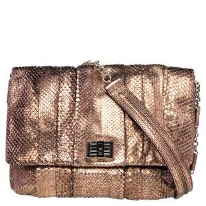Pre Owned Anya Hindmarch Bronze Python Shoulder Bag