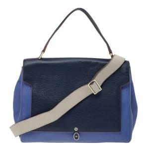 Pre Owned Anya Hindmarch Blue Leather Bathurst Top Handle Bag 