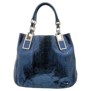 Anya Hindmarch Metallic Blue Python Hector Tote