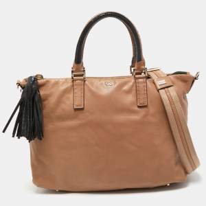 Anya Hindmarch Beige Leather and Stingray Embossed Tassel Zip Tote