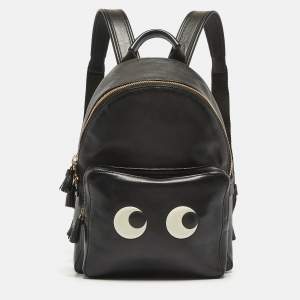 Anya Hindmarch Black Leather Mini Eyes Backpack
