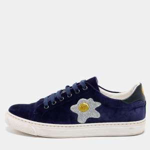 Anya Hindmarch Navy Blue Velvet Egg Sneakers Size 37