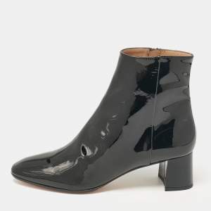 Aquazzura Black Patent Leather Ankle Length Boots Size 41