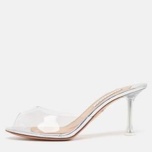 Pre Owned Aquazzura Transparent PVC Carrie Plexi Mules Size 38.5