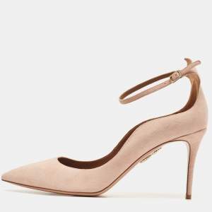 Pre Owned Aquazzura Pink Suede Ankle Strap Pumps Size 42