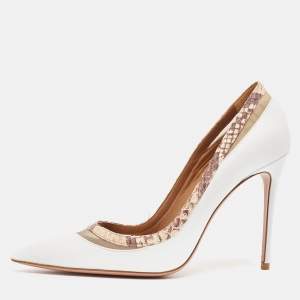 Aquazzura White Leather Pointed Toe Pumps Size 38