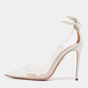 Aquazzura Transparent PVC and Leather Bow Tie Pumps Size 39