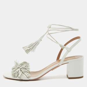 Aquazzura White Leather Wild Thing Sandals Size 40.5