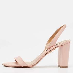 Aquazzura Beige Leather So Nude Ankle Strap Sandals Size 40