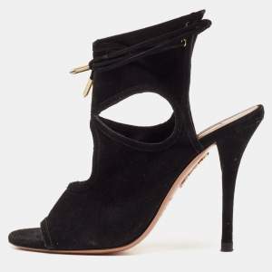 Aquazzura Black Suede Sexy Thing Sandals Size 36
