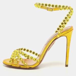 Aquazzura Green PVC Tequila Ankle Strap Sandals Size 37
