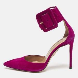 Aquazzura Purple Suede Casablanca Ankle Cuff Pumps Size 36.5