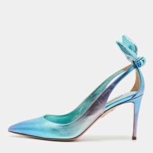 Aquazzura Two Tone Leather Bow Tie Pumps Size 37.5