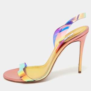 Aquazzura Multicolor PVC So Nude Slingback Sandals Size 41         