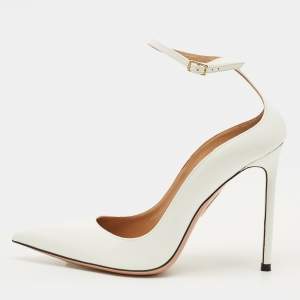 Pre Owned حذاء كعب عالي أكوازورا جلد لامع أسود لوف أفيير مقاس 36.5