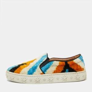 Aquazzura Multicolor Velvet Slip on Sneakers Size 35.5