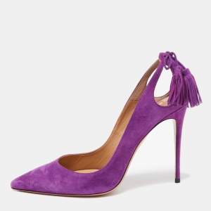 Pre Owned Aquazzura Purple Suede Forever Marilyn Pumps Size 40.5