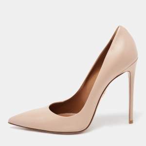 Pre Owned Aquazzura Beige Leather Pointed Toe Pumps Size 40