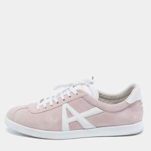 Pre Owned Aquazzura Pale Pink/White Suede And Leather Low Top Sneakers Size 41