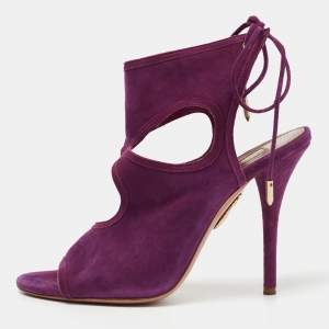 Aquazzura Purple Cut Out Suede Sexy Thing Tie Up Sandals Size 37
