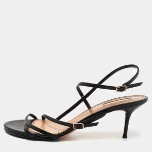 Pre Owned Aquazzura Black Leather Carolyne Strappy Sandals Size 40