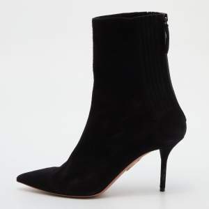 Aquazzura Black Suede Honore Ankle Booties Size 39