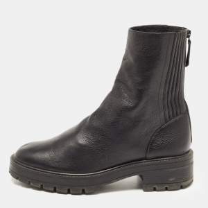 Pre Owned Aquazzura Black Leather Saint Honore Combat Boots Size 40