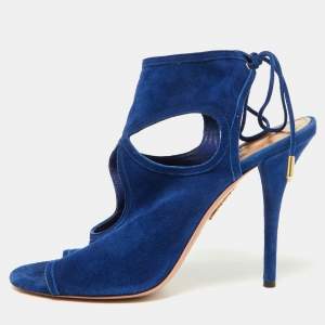 Aquazzura Blue Suede Sexy Thing Sandals Size 40
