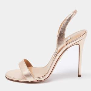 Aquazzura Rose Gold Leather So Nude Sandals Size 35