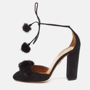 Pre Owned Aquazzura Black Suede Wild Russian D'Orsay Pumps Size 38