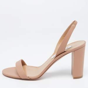 Aquazzura Powder Pink Leather So Nude Slingback Sandals Size 38 