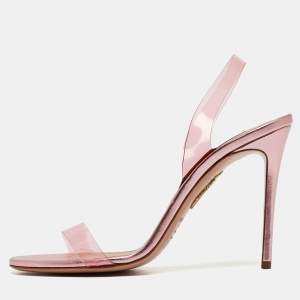 Aquazzura Pink PVC So Nude Slingback Sandals Size 38