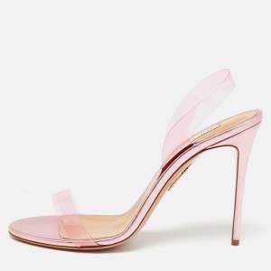 Aquazzura Pink PVC So Nude Slingback Sandals Size 40.5