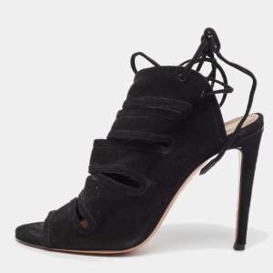 Aquazzura Black Suede Sloane Sandals Size 36
