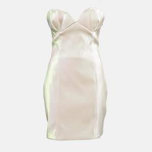 Area Champagne Pink Lame Strapless Mini Dress M