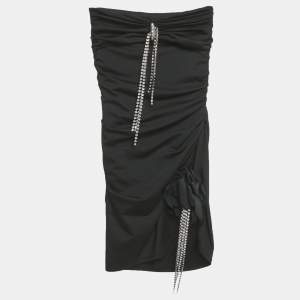 مملوكة مسبقًا فستان قصير بدون حمالات مزين بالكريستال باللون الأسود من إيريا مقاس صغير جداً جداً (إكس إكس سمول)