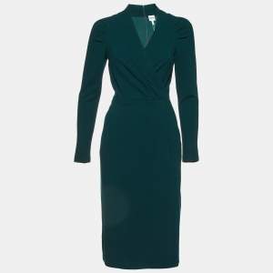 Armani Collezioni Green Crepe Faux Wrap Midi Dress M