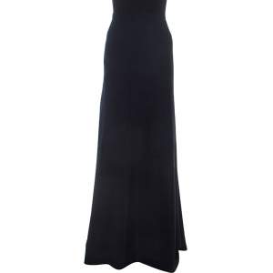 Pre Owned Armani Collezioni Navy Blue Flared Bottom Cady Maxi Skirt S