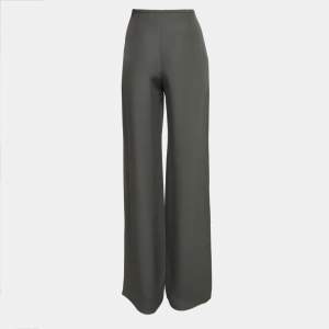 Armani Collezioni Grey Crepe Wide-Leg Trousers M