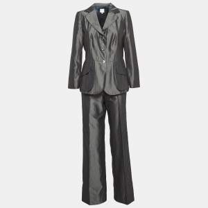 Armani Collezioni Grey Cotton Blend Pant Suit M